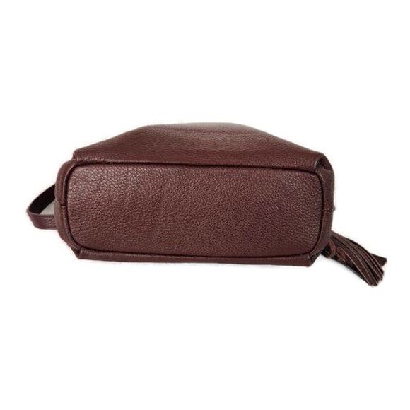 Lavorazione Artigianale Women's Burgundy Pebbled Leather Crossbody Bag - Picture 4 of 5